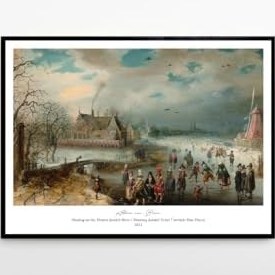Resim Donmuş Amstel Nehri Üzerinde Buz Pateni (1611) (50x70) 