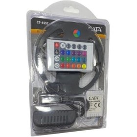 Resim Cata Ct-4557 Rgb Şerit Led Seti 5 Metre Uzaktan Kumandalı Adaptörlü 96 Renk Dekoratif Led Aydınlatma 