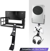 Resim Wall Mount Kit for Xbox Series S,Steel Mount Includes Detachable Controller Holder and Headphone Stand NOT for Xbox ONE S (BLK- for Xbox Series) 