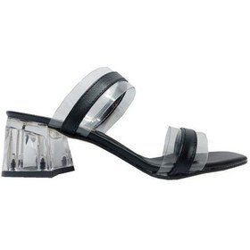 Resim Cotcolic 01221 Deri Şeffaf Topuk Fashion Kadın Terlik Siyah 