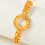 Resim 1 adet Arap tarzı Ramazan bakır bilezik, 24K altın kaplama ve yuvarlak buğday başağı zinciri ile oyulmuş, hediye vermek için uygun, günlük giyim, kutlamalar ve diğer özel günler için 