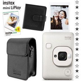 Resim Instax Mini Liplay Hybrid Misty Fotoğraf Makinesi + 20'li Film Albüm + Deri Kılıf Set 