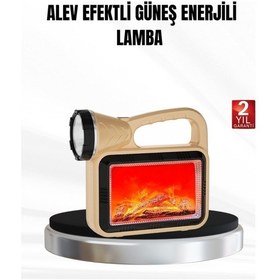 Resim Solar Alev Işığı Cob Teknolojili Taşınabilir El Feneri Ve Kamp Lambası Beyaz 