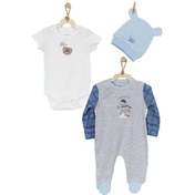 Resim Dear_Enika Andywawa Erkek Bebek Gri 3Lü Tulum Takımı Romper Set Ac22137R 