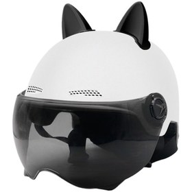 Resim Her Mevsime Uygun Elektrikli Araç Kaskı Beyaz Çay Kısa Ayna 