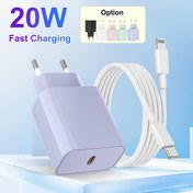 Resim 20W USB C Hızlı Şarj Aleti Duvar Şarj Cihazı, for iPhone Şarj Kiti için Uygun, 220-240V Avrupa Standardı Fiş, 1m veya 1.5m veya 2m Kablo, for iPhone 14/13/12/11 Pro Max XR XS X ile Uyumlu, for iPad için, Seyahat Dostu Güç Adaptörü, Pil Gerektirmez 