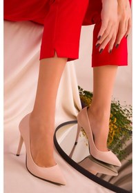 Resim Kadın Klasik İnce Yüksek Topuk Stiletto Ayakkabı Bej 