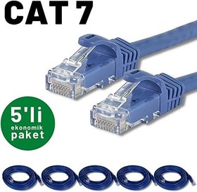 Resim IRENIS 5 adet CAT7 Kablo Ethernet Network İnternet LAN Kablosu 2 Metre Mavi 