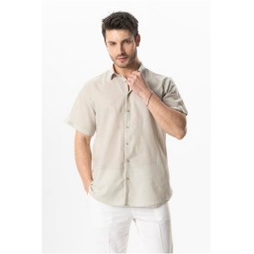 Resim Kısa Kol Poplin Akdeniz Erkek Yazlık Gömlek Taş Tas Taş 
