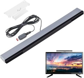 Resim Nintendo Wii/Wii U konsolu için USB sensör çubuğu, kablolu kızılötesi kızılötesi sinyal ışını sensörü bar, kızılötesi IR Ray hareket sensörü sinyal alıcısı, Wii ve Wii U konsolu için, şeffaf stantlı 