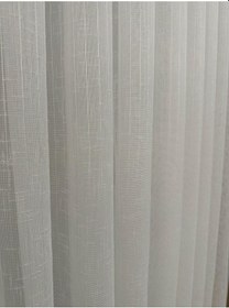 Resim Çizgili Keten Şeffaf Pullu Tül Perde 1/3 Sık Pile Ekru 