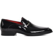 Resim Siyah Rugan Hakiki Deri Erkek Klasik Ayakkabı 