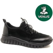 Resim Venüs Bubi Hakiki Deri Ortopedik Kadın Casual Ayakkabı Siyah 
