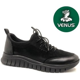 Resim Venüs Bubi Hakiki Deri Ortopedik Kadın Casual Ayakkabı Siyah 