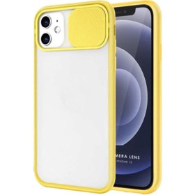 Resim Miscase Iphone 12 Mini Uyumlu Kılıf Slayt Kamera Lens Korumalı Sürgülü Kapaklı Buzlu Renkli Silikon 