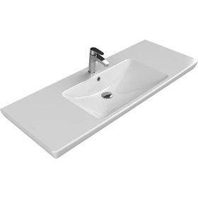 Resim Cerastyle Turkuaz Porto D Etajerli Lavabo 125 cm (Derınlık 48 Cm) 