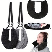 Resim 2 Adet Yeniden Kullanılabilir Seyahat Yastıkları - Kıyafetler ile Doldurulabilir, Makinede Yıkanabilir, 5 Günlük Geziler İçin Mükemmel, Koyu Gri/Siyah Polyester 