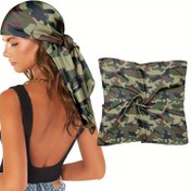 Resim 1 adet 35 İnç Kamuflaj Başörtüsü - Kadınlar için Şık Kare Başörtüsü, Polyester, Tüm Mevsimler İçin Kullanım, Seyahat ve Moda Aksesuarı İçin Mükemmel, Seyahat Başlığı | Şık Başörtüsü | Dayanıklı Başörtüsü, Başörtüsü 