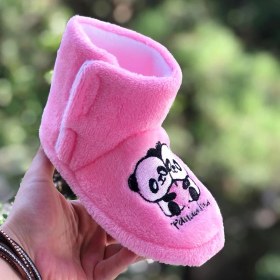 Resim Pandalina Çocuk Panduf Panda Figürlü Cırt Cırtlı Kaydırmaz Taban Kız Çocuk Ayakkabısı Şeker Pembesi 