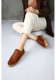 Resim Daria Taba Hakiki Süet Bağcıklı Kadın Espadril Ayakkabı Taba 