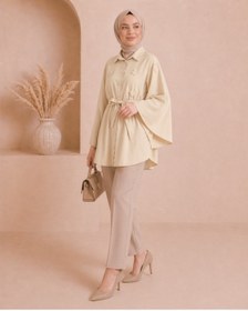 Resim unika boutique Çiçekli Düğmeli Panço 