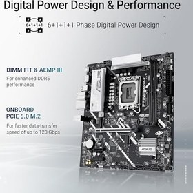 Resim ASUS PRIME B860M-K Intel mATX anakart, 6+1+1+1 Ayrık MOS, DDR5, PCIe 4.0, 2xM.2 yuvaları, Realtek 2.5Gb Ethernet, DisplayPort, HDMI, USB 10Gbps, ön USB 5Gbps Tip-C 