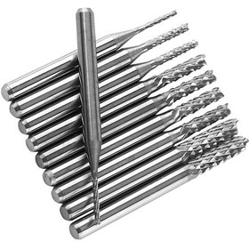 Resim Wezone 10 Adet Tungsten Carbide Milling Cutter Seti - 3.175mm Sap Çapı, 1.0-3.0mm Kesici Uç Çapları Her Boyuttan 2 Adet - Yüksek Dayanıklılık Ve Kesim Performansı 