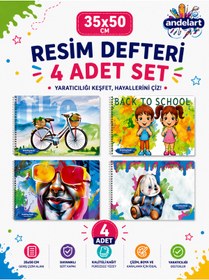 Resim andelart Resim Defteri Spiralli Karton Kapak 15 Yp 35x50 4 Adet 