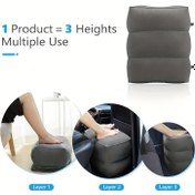 Resim 1 adet Üç Katmanlı Flocking Şişme Ayaklık - Araba, Uçak, Yüksek Hızlı Demiryolu Seyahati için Ayarlanabilir Taşınabilir Ergonomik Ayaklık - Konfor ve Duruş Desteği için Katlanabilir Ayaklık, Şişme Ayaklık 