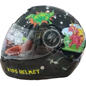 Resim MTS SY118 Dino Desenli Siyah Çocuk Kaskı Full Face PP Malzeme ile Güvenli Kullanım S Beden 
