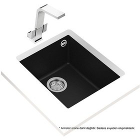 Resim Teka Square 34.40 Tg Black Granit Eviye. Tezgahaltı 