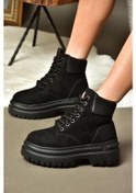 Resim Fox Shoes R973988902 Siyah Süet Kalın Tabanlı Kadın Bot Siyah 