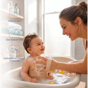 Resim Babyjem Soft Lastikli Bebek Yıkama Banyo Süngeri Yumuşak Dokulu Ergonomik Tasarım Hassas Ciltler İçin 