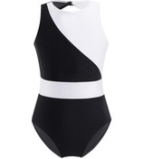 Resim Kırmızı - Siyah Dans Jimnastik Kostüm Çocuk Kız Yuvarlak Boyun Kolsuz Hollow Geri Dans Leotard Tulum Kırmızı - Siyah 