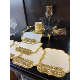 Resim Ars 6'lı Gold Taşlı Sunum Peçetesi, Kahve Yanı Peçetesi, Kokteyl Peçetesi 