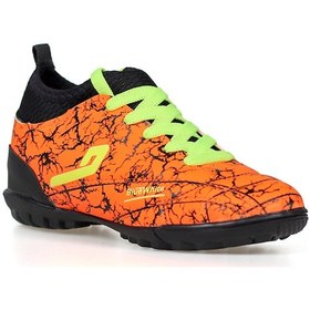 Resim Erkek Çocuk Turuncu Çoraplı Halı Saha Ayakkabı - Bağcıklı, Rahat Konforlu Ve Dayanıklı Futbol Ayakkabısı Turuncu 
