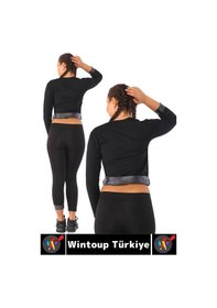 Resim Gündelik Spor Kullanım Terleme Hızlandıran Rahat Termal Sauna Uzun Kol Takım Siyah 