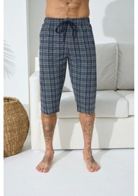 Resim 195 Erkek Ekose Tek Kapri Şort Antrasit 