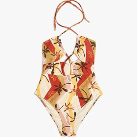Resim Çiçekli Halter Yaka Mayokini 