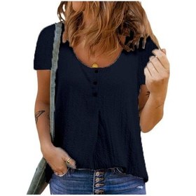 Resim Barbora Düğme Detaylı Kadın Bluz bt404lacivert 
