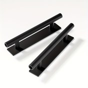 Resim 2 adet Modern Kendinden Yapışkanlı Plastik Kapı Kolları - Şık Siyah, Dolaplar ve Kayar Kapılar için Yerden Tasarruflu Tasarım, Kolay Yapıştırma Kurulumu, Uzunluk 15.49cm, Genişlik 3.48cm, Toz Boyalı Bitirme, Dolaplar için Kapı Kolları 