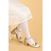 Resim Kiko Kids Kiko 768 Ayna Kum Günlük Kız Çocuk 3 cm Topuk Sandalet Ayakkabı Altın 