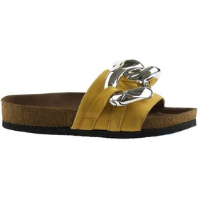 Resim Bueno Shoes Sarı Nubuk Deri Kadın Düz Terlik 05wt066 