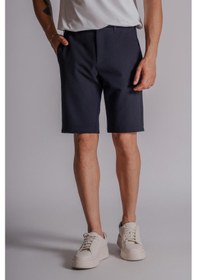 Resim Braccas Erkek Yandan Cepli Klasik Bel Slim Fit Chino Şort Lacivert Lacivert 