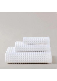 Resim 3 Lü Yumuşak Dokulu Havlu Seti 30x45, 50x90, 80x160 Cm %100 Pamuk Beyaz Beyaz 