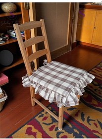 Resim El Yapımı Kareli Buldan Monika 4 Tarafı Fırfırlı Sandalye Minderi Çok Renkli 