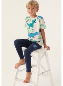 Resim Rolypoly Roly Poly 3360 Dinosaur Erkek Çocuk Pijama Takımı İndigo 