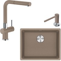 Resim Franke Oyster Maris MRG 110-52 Tek Gözlü Sabuluk ve Armatürlü Damlalıksız Granit Eviye Seti (MRG110-52-OYSTER) 