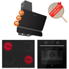 Resim Ferre FryArt&FlowArt Trivona Sessiz Davlumbaz Elektrikli Siyah Ank. Set (D080-SA + MS263 + XE63CS) 