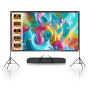 Resim Çift Montajlı Projektör Ekranı 254.0cm/3.05 metre, 4K Ultra HD Taşınabilir Çift Taraflı Metal Çerçeve ile Sağlam Tripod Standı, Açık Hava Film Geceleri, Kamp Partileri, Duvar Üzerinde Filmler için Projeksiyon, Şık Yansıtma, Premium Görüntüleme, Taşınabilir Projeksiyon, Kamp Ekipmanı, Bahçe Filmleri, Modern Projeksiyon, Dayanıklı Yapı, Büyük Projeksiyon Ekranı, Açık Hava Tutkunları İçin 